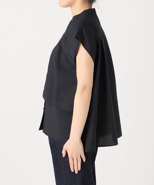 ブラウス シャツ COMPACT BORDER CUT SHIRT レディース ブラウス シャツ 汗染防止デザインカットブラウス レディース