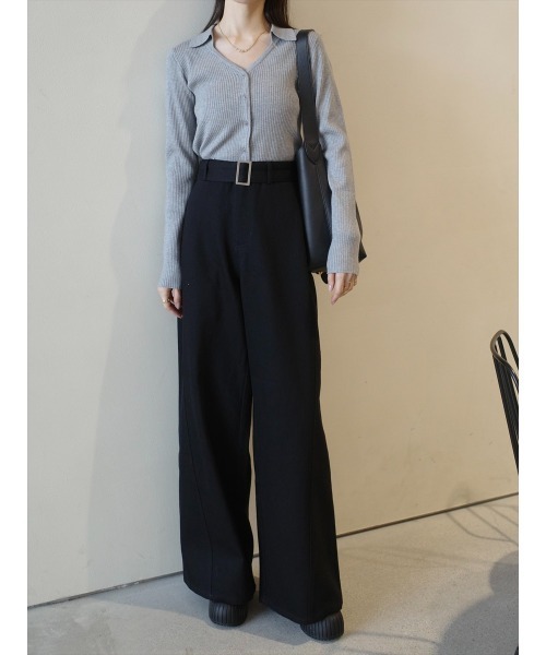 新品　ベルトセットチノワイドパンツ　ベージュ　amel amel（エイメル） ワイドパンツ チノパン ベルトセットチノワイド