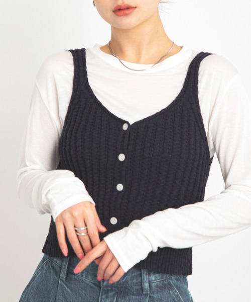 ハンドメイド　ニット　キャミソール( )✩‧₊ セール】ニットキャミソールインナーSET（ベスト）｜LOVETOXIC