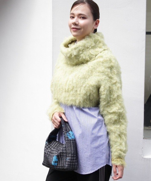 「H.A.K」 タートルネックニット FREE ライトグリーン レディース_画像4