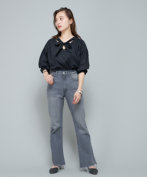 [CIAOPANIC] обработка Denim брюки MEDIUM серый женский 