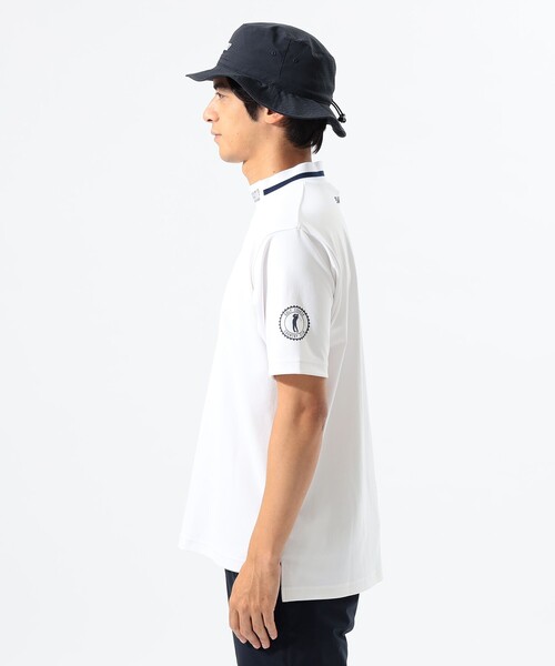 BEAMS GOLF メンズ モックネックシャツ ホワイト Mサイズ BEAMS GOLF tシャツ ORANGE LABEL / リブ襟 モックネックシャツ