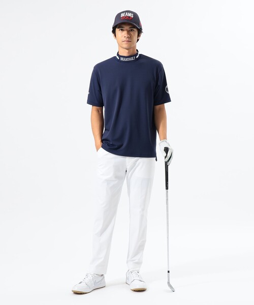 BEAMS GOLF tシャツ ORANGE LABEL / リブ襟 モックネックシャツ