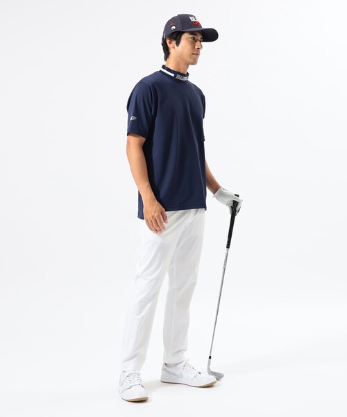 BEAMS GOLF tシャツ ORANGE LABEL / リブ襟 モックネックシャツ
