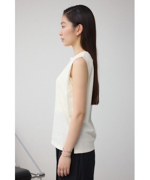 美品 MADISONBLUE クルーネックタンクトップ 白 コットン 日本製 S AZUL BY MOUSSY タンクトップ ノースリーブ C/Tベーシッククルー