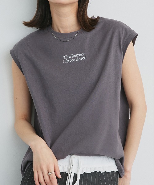 ad thie tシャツ ロゴ刺繍 フレンチスリーブ Tシャツ レディース