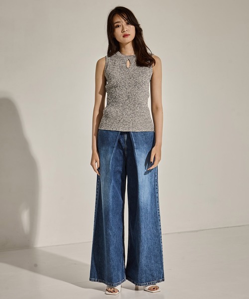 タンクトップ ノースリーブ 「CLANE/クラネ」W FACE HALL KNIT TOPS/ニットトップス/ノースリーブ/タンクトップ レディース CLANE タンクトップ ノースリーブ 「CLANE/クラネ」W FACE HALL