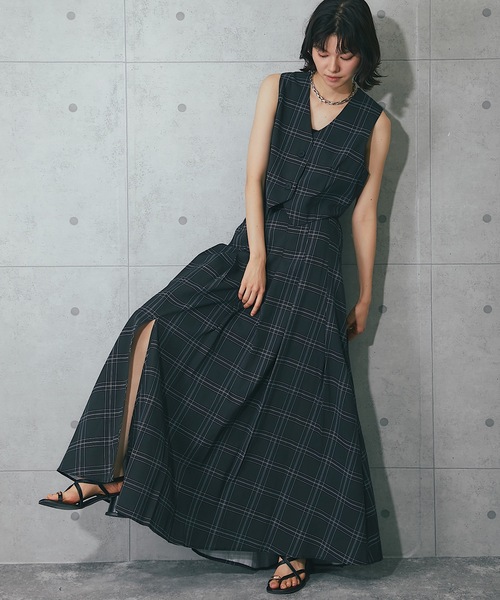 SMILE ORCHID（スマイルオーキッド） スカート チェック柄ジレ