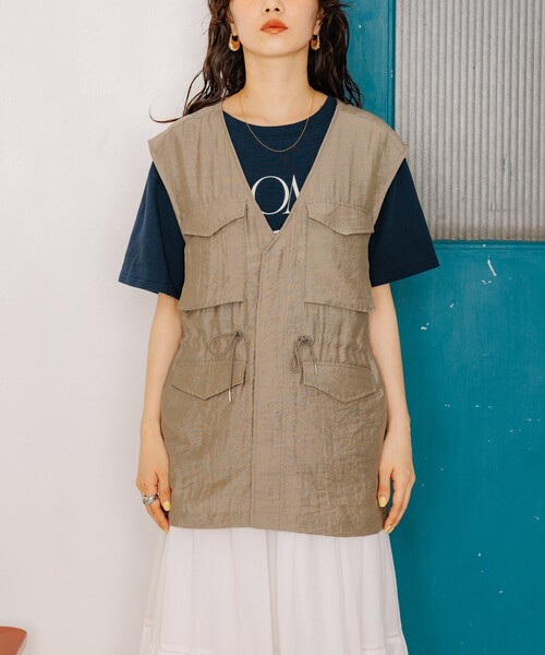 FREAK'S STORE ベスト ジレ シアー ミリタリーベスト レディース