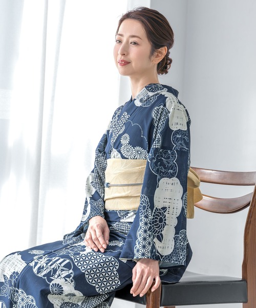 初心者OK♪ セパレート大人浴衣 3部式＆おはしょりベルト付き 帯セット涼しい SOUBIEN 浴衣 “初心者でもプロの着姿”新二部式 セパレート浴衣3