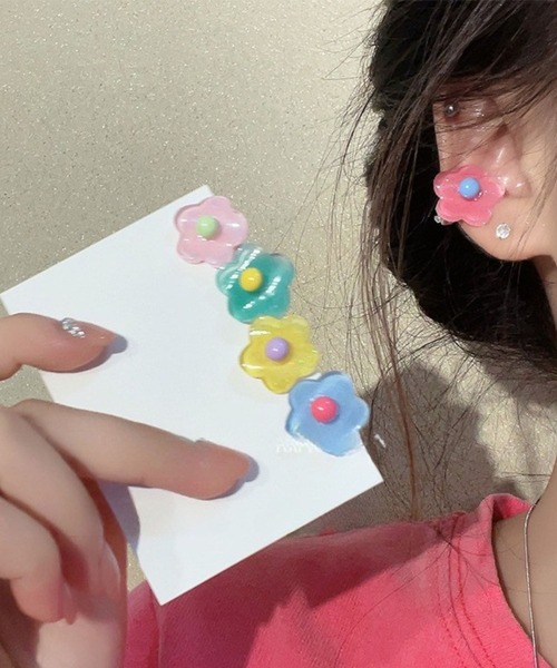 yu-ka ピアス YU-KA:フラワーデザインポップピアス flower design pop