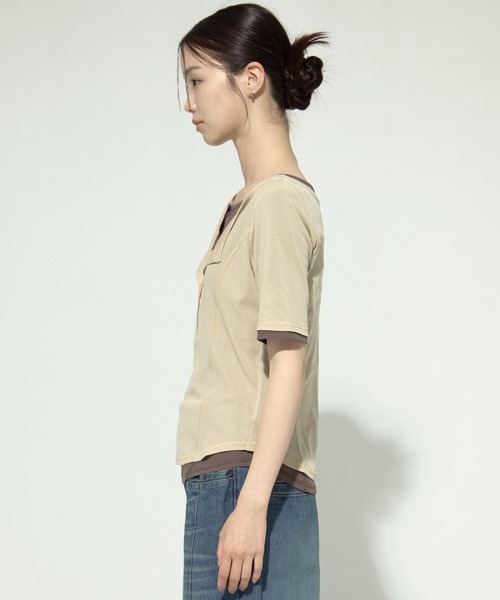 tシャツ 「STUDIOUS/ステュディオス」2Pac Henry Neck Tee/2ピースヘンリーネックTシャツ レディース STUDIOUS tシャツ 「STUDIOUS/ステュディオス」2Pac Henry Neck