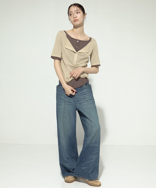 tシャツ 「STUDIOUS/ステュディオス」2Pac Henry Neck Tee/2ピースヘンリーネックTシャツ レディース STUDIOUS tシャツ 「STUDIOUS/ステュディオス」2Pac Henry Neck