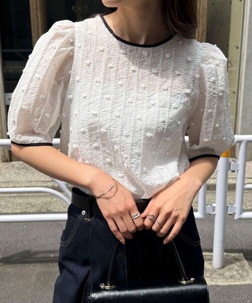 fredy emue ブラウス シャツ シアージャガードパイピング半袖