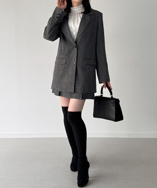 parici グレンチェックセットアップ※バラ売りご相談ください JUNOAH（ジュノア） セットアップ グレンチェックオーバーサイズ