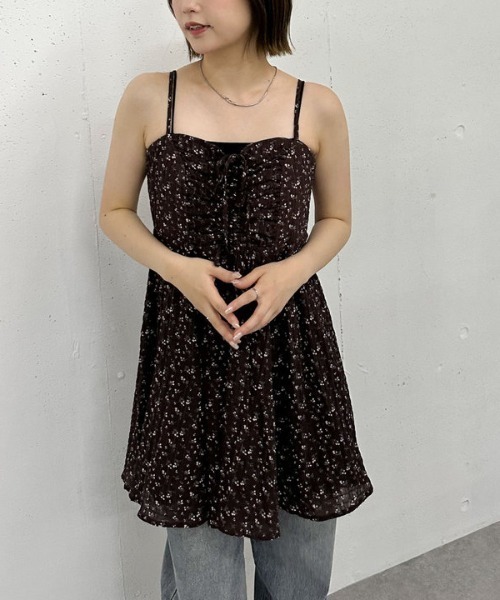 春夏ミニ花柄ワンピース✿可愛いキャミチュニック 楽天市場】レディース チュニック ギンガム プリント 花柄 小花