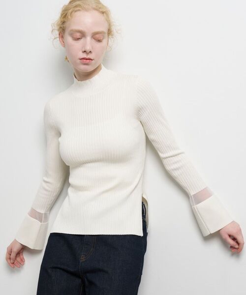 LANVIN en Bleu ニット セーター シアーポイントカフスリブニット 