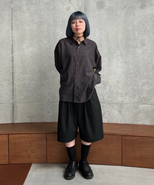 SINSS パンツ Two tuck wide stripe shorts / ツータックワイド