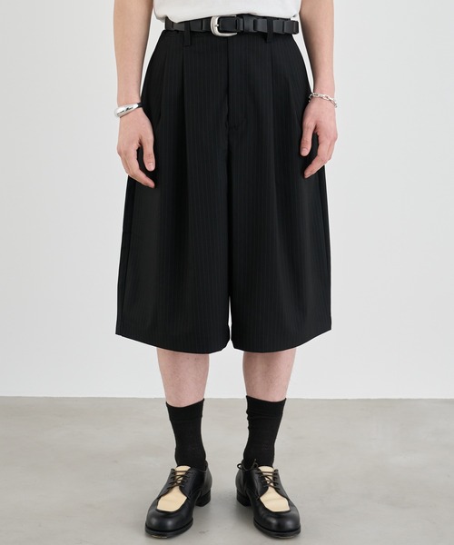 SINSS ワイドパンツ パンツ Two tuck wide stripe shorts / ツータック