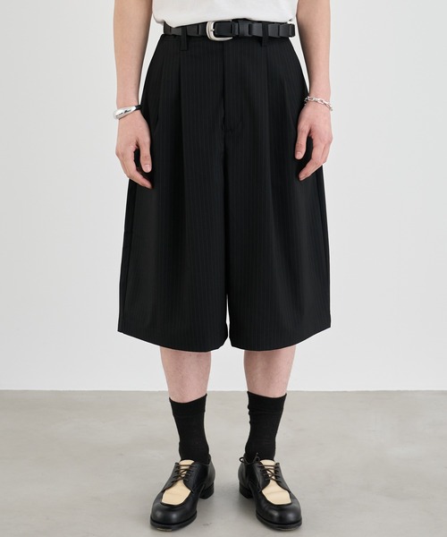 SINSS ワイドパンツ パンツ Two tuck wide stripe shorts / ツータック