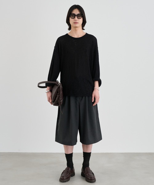 SINSS ワイドパンツ パンツ Two tuck wide stripe shorts / ツータック
