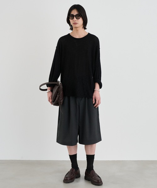 SINSS ワイドパンツ パンツ Two tuck wide stripe shorts / ツータック