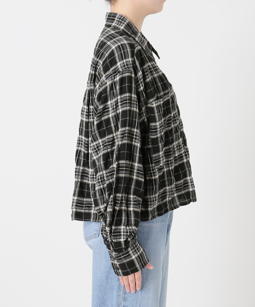 IENA（イエナ） ブラウス シャツ シャーリングチェックショートシャツ