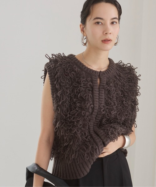 ANGIE ベスト ジレ ループフリンジニットベスト レディース : ZOZOTOWN