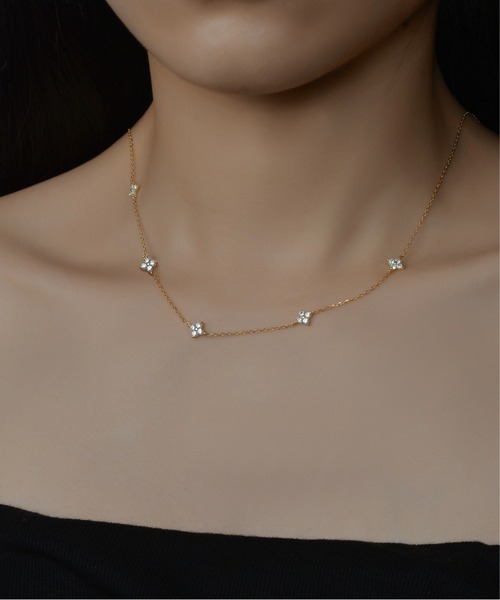 ネックレス 「blatto 925silver」シルバー925　四つ葉モチーフ　ジルコニアネックレス esm-necklace-9-32 レディース