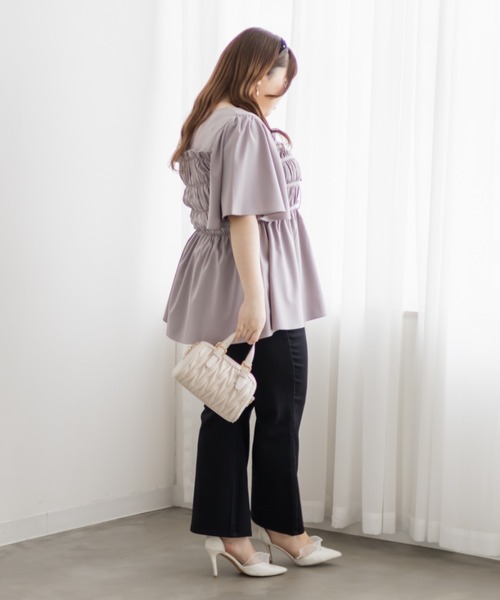 「CLETTE」 半袖ブラウス 3L ラベンダー レディース_画像6