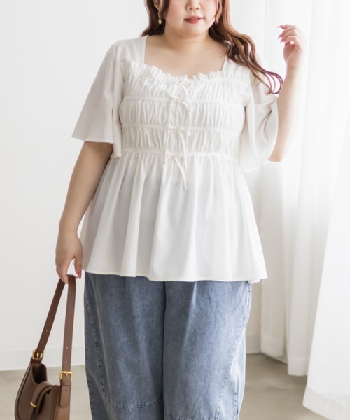 「CLETTE」 半袖ブラウス 3L ラベンダー レディース_画像8
