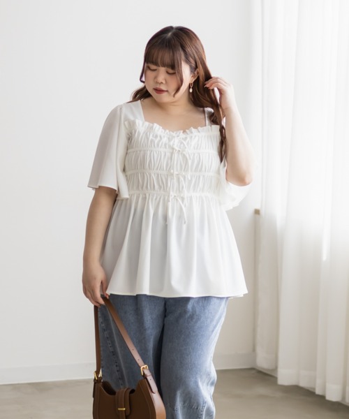 「CLETTE」 半袖ブラウス 3L ラベンダー レディース_画像9