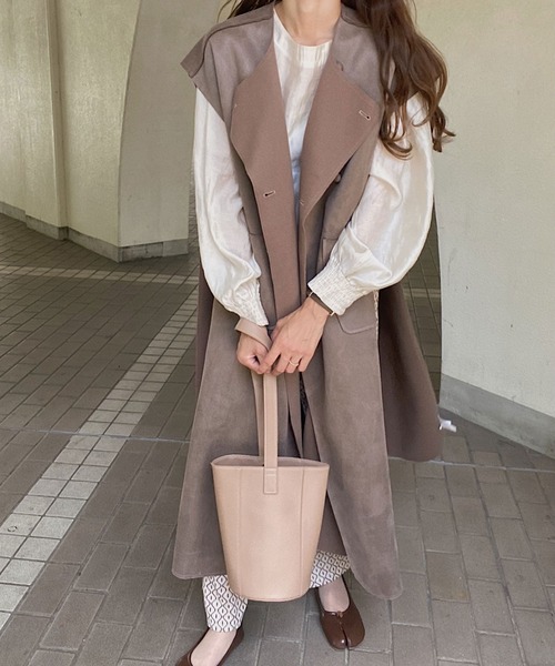 「LAUIR」 ベスト FREE ダークベージュ レディース_画像2