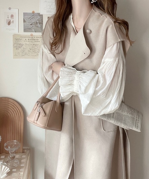 「LAUIR」 ベスト FREE ダークベージュ レディース_画像4