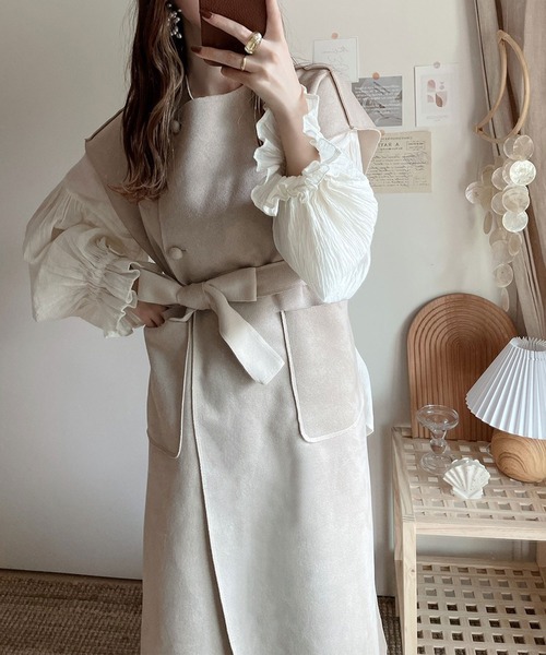 「LAUIR」 ベスト FREE ダークベージュ レディース_画像5