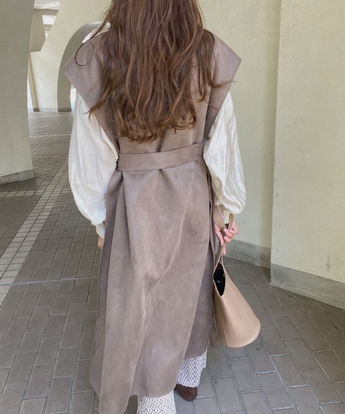 「LAUIR」 ベスト FREE ダークベージュ レディース_画像8