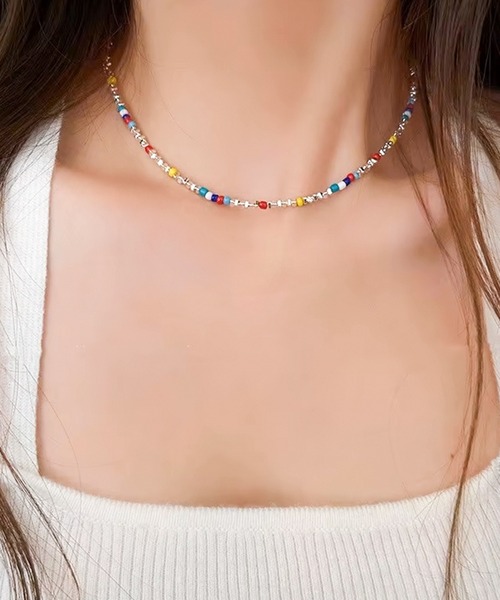 Blanc de Blue ネックレス カラーミックスビーズネックレス レディース