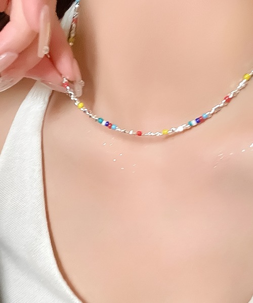 Blanc de Blue ネックレス カラーミックスビーズネックレス レディース