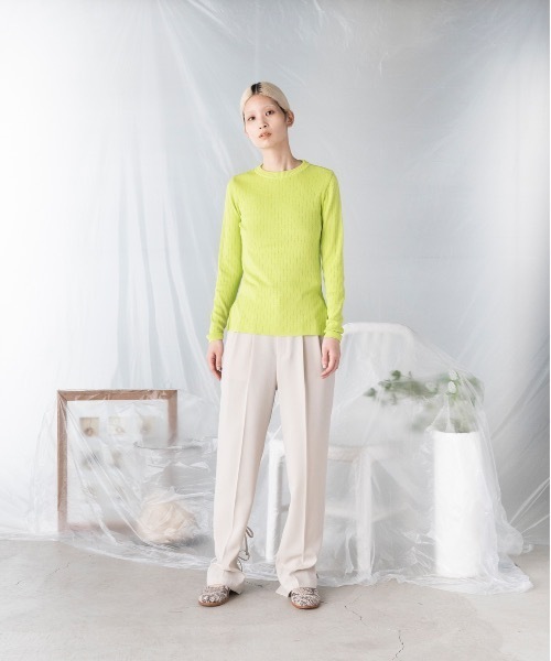「mintdesigns」 長袖ニット 2 ライム レディース_画像6