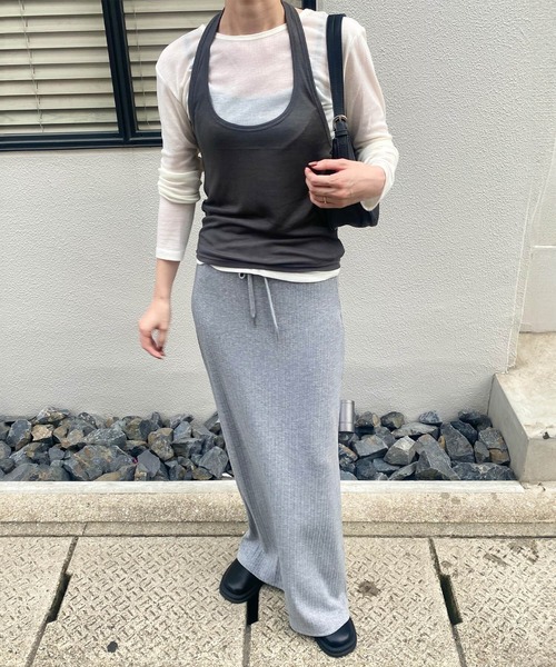 I-SOOK（アイスー） スカート リブニットロングスカート(kiharu select