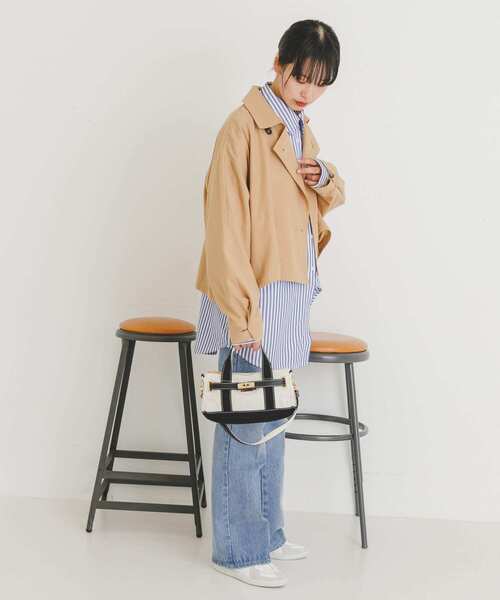 「UR Lab.」 トレンチコート FREE ブルー レディース_画像9