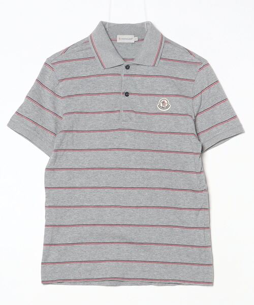 MONCLER モンクレール グレー 半袖ポロシャツ　L MONCLER（モンクレール） ボーダー柄半袖ポロシャツ S グレー メンズ