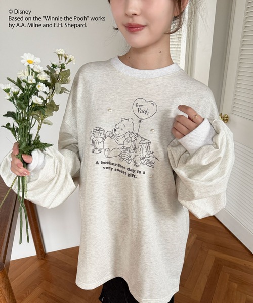 ☆新品 ディズニーくまのプーさん ヴィンテージ ロングスリーブ スウェット 白☆ DISNEY VINTAGE トレーナー スウェット 「ヴィンテージ古着」90's