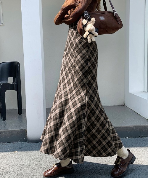 スカート マーメイド風チェック柄スカート : ZOZOTOWN Yahoo!店 - 通販