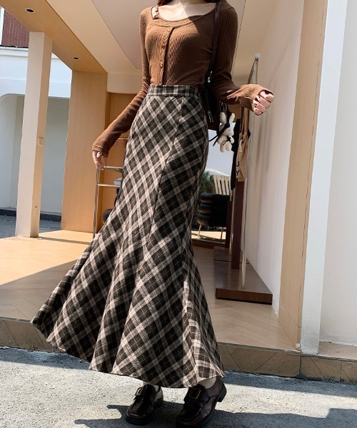 スカート マーメイド風チェック柄スカート : ZOZOTOWN Yahoo!店 - 通販