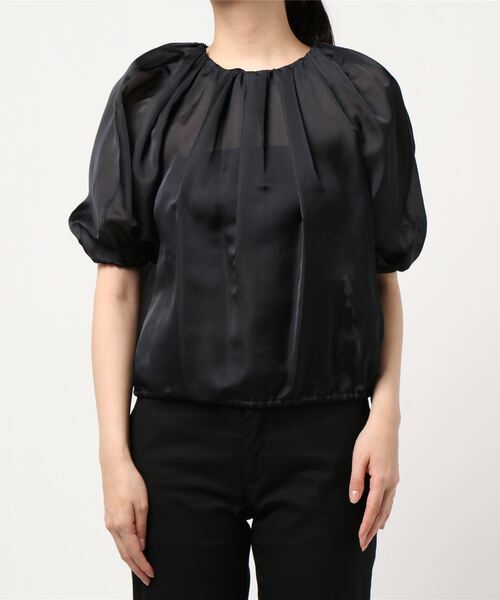 「LANVIN en Bleu」 半袖ブラウス 38 ベージュ レディース_画像3