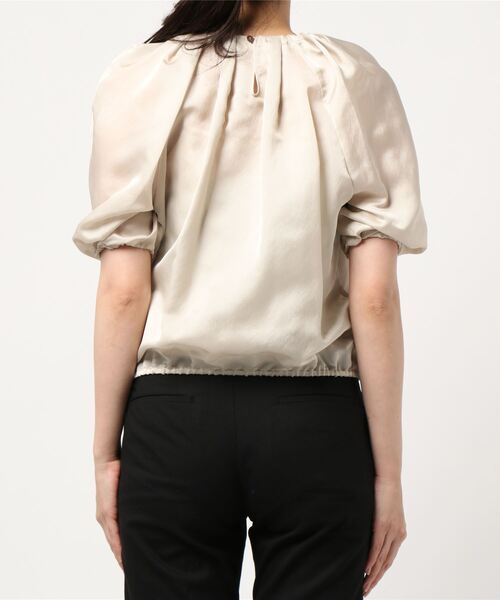 「LANVIN en Bleu」 半袖ブラウス 38 ベージュ レディース_画像4