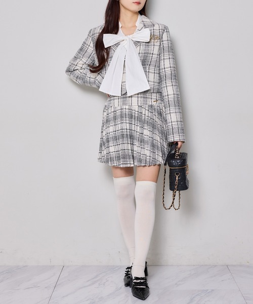 NICECLAUPプレート付きミニスカート ブローチ付きテーラードジャケット one after another NICE CLAUP ジャケット テーラードジャケット 「WEB
