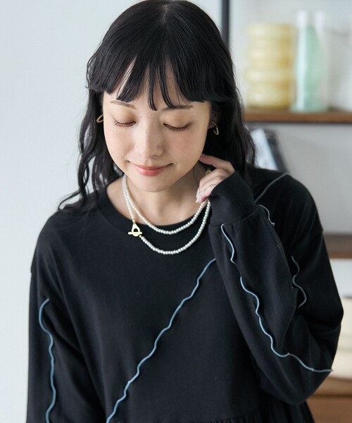 プリーツプリーズ　黒　ファスナー付きトップス FREAK'S STORE（フリークスストア） セットアップ SMALL ナチュラル
