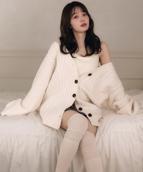 fupel カーディガン cable knit over cardigan / ケーブルニット